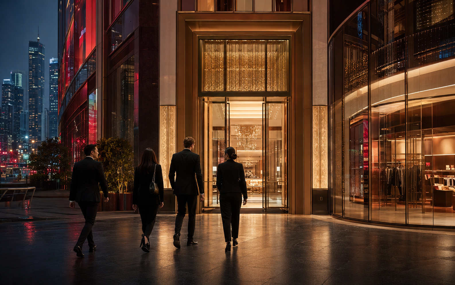 Luxury retail destination in Hong Kong at night